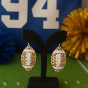 Gold and Silver Football Earrings